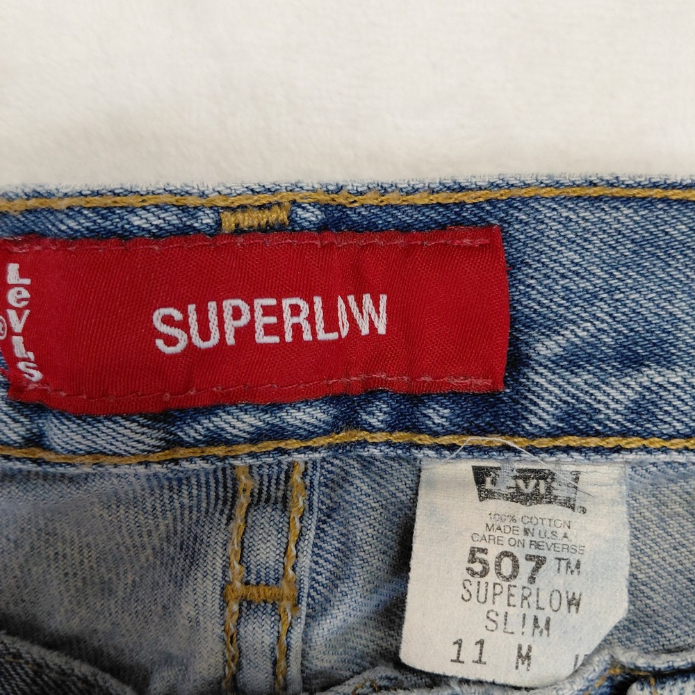 Levis 507 Superlow Slim Jeans Womens 11M Light Wash Vintage Made in USA 32x29 - Picture 6 of 8